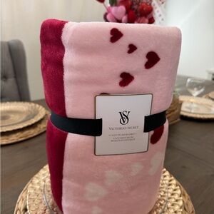 Victoria's Secret Pink and Red Heart Blanket